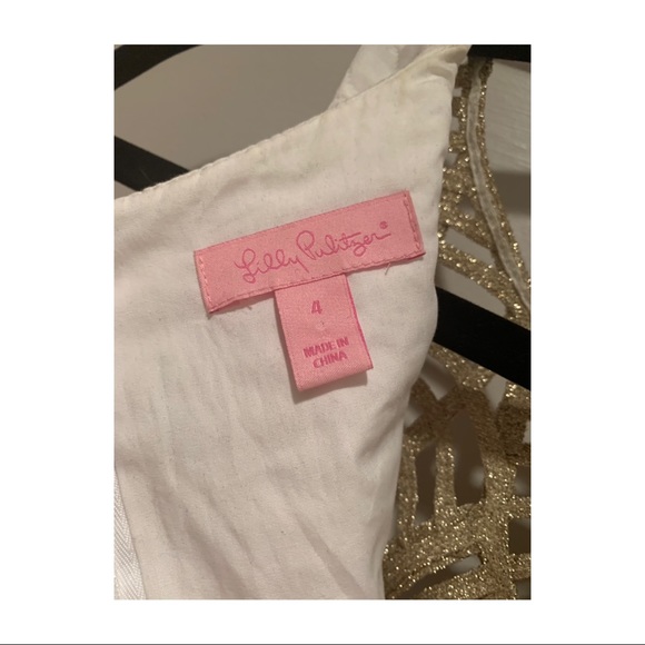 Lilly Pulitzer White & Gold Shift Dress size 4 - Picture 3 of 4